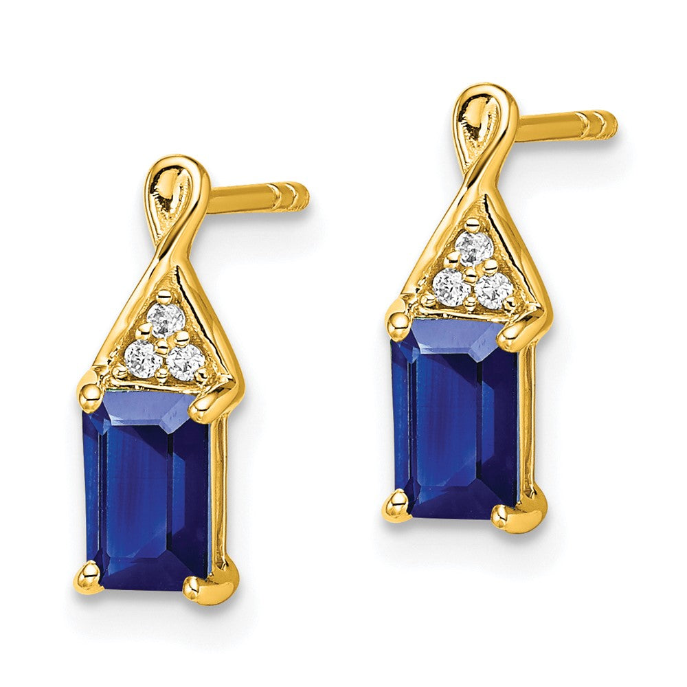 14K Gelbgold Ohrringe mit Saphir und echtem Diamant