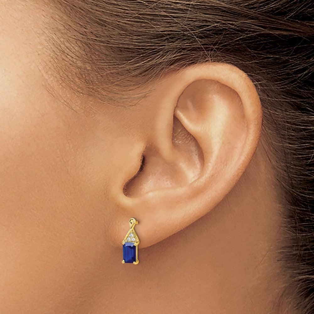 14K Gelbgold Ohrringe mit Saphir und echtem Diamant