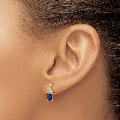 14K Gelbgold Ohrringe mit Saphir und echtem Diamant