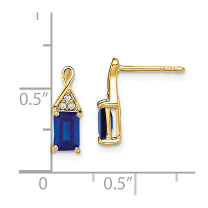 14K Gelbgold Ohrringe mit Saphir und echtem Diamant