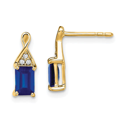 14K Gelbgold Ohrringe mit Saphir und echtem Diamant