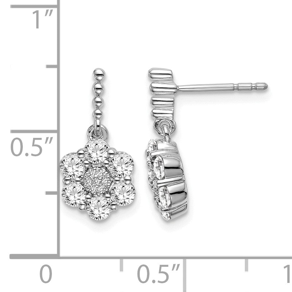 14K Weißgold Ohrringe mit Labordiamanten VS/SI+ G+ in Blütenoptik