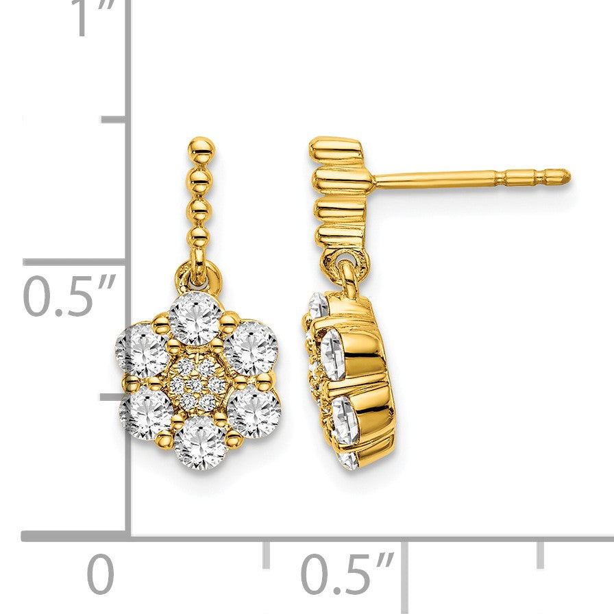 14K Gelbgold Ohrringe mit laborgezüchteten Diamanten, VS/SI FGH, Blumendesign