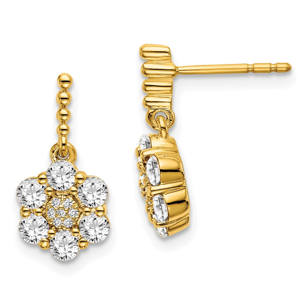 14K Gelbgold Ohrringe mit laborgezüchteten Diamanten, VS/SI FGH, Blumendesign
