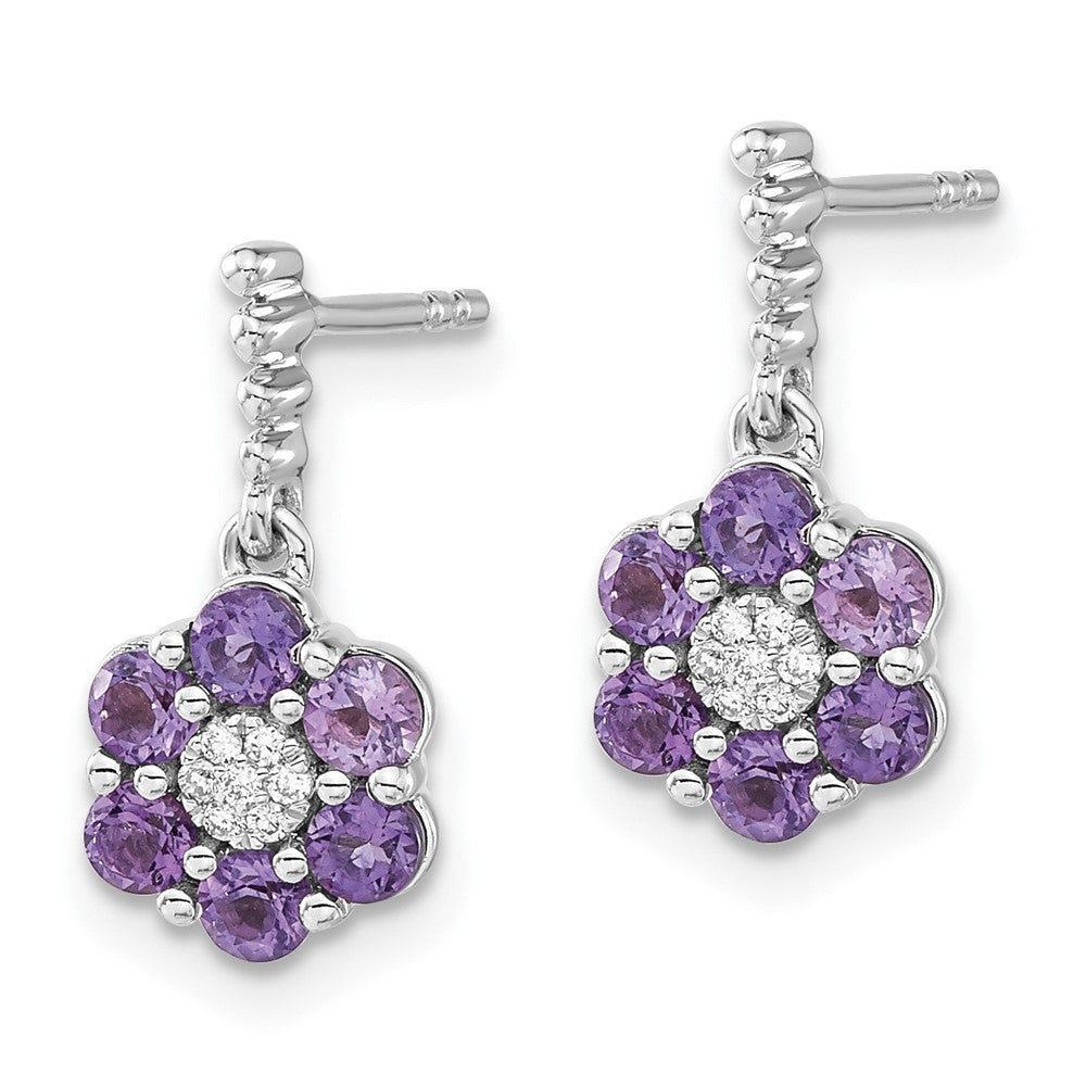 14K Weißgold Amethyst- und Diamant-Ohrringe