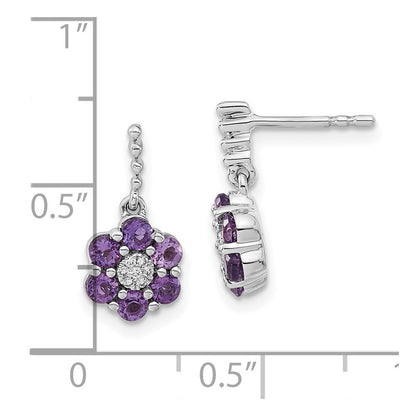 14K Weißgold Amethyst- und Diamant-Ohrringe