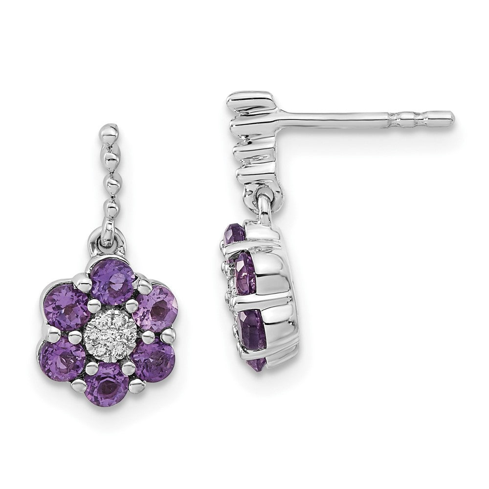 14K Weißgold Amethyst- und Diamant-Ohrringe