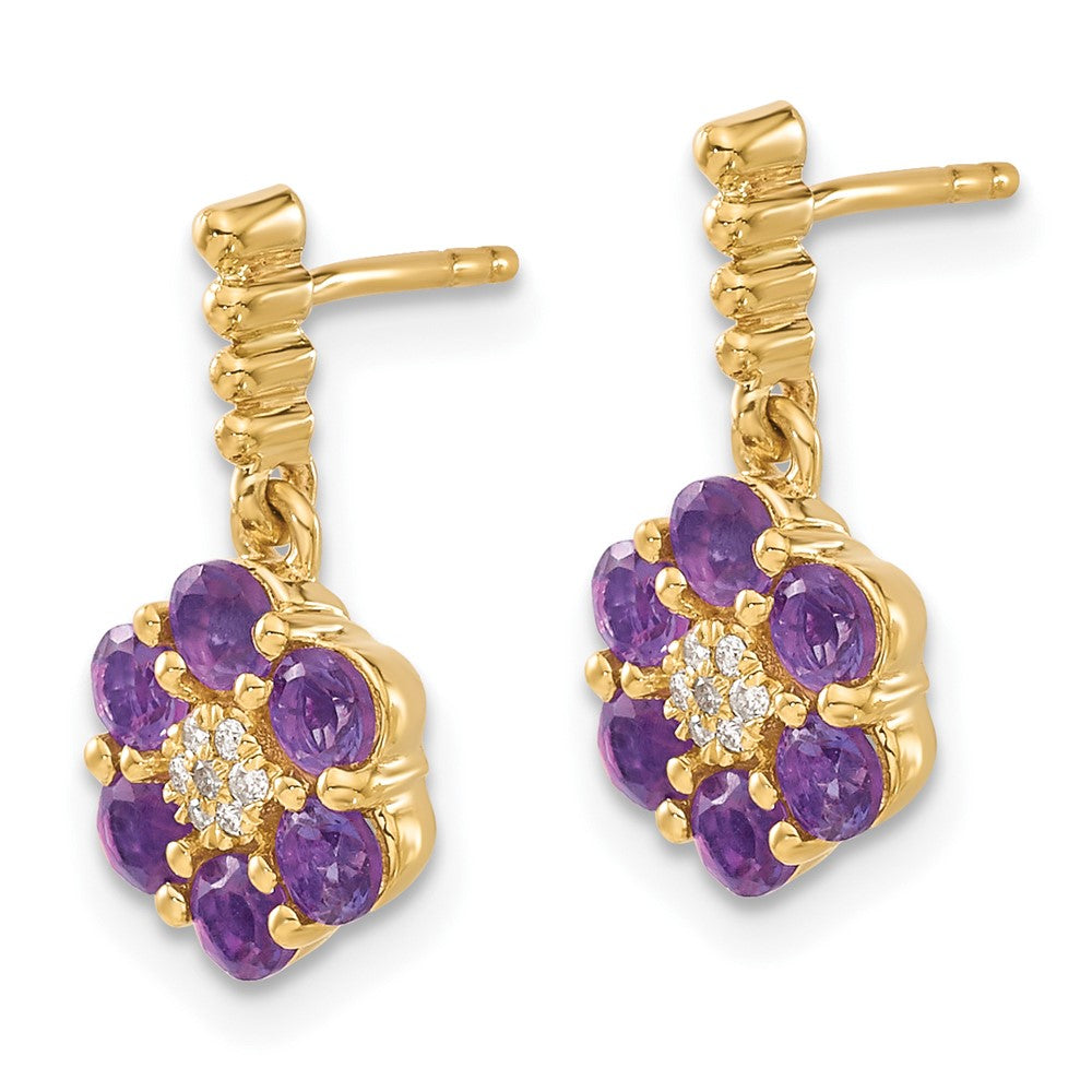 14K Gelbgold Amethyst- und Echtdiamant-Ohrringe