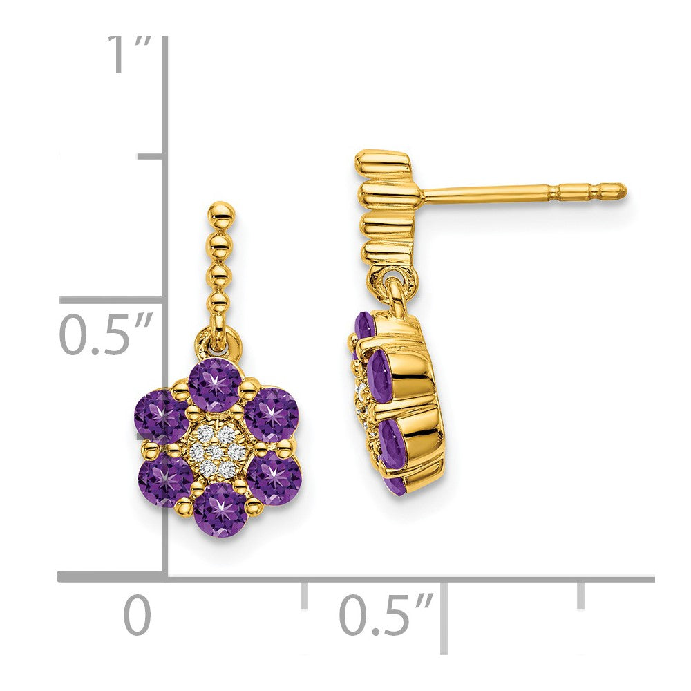 14K Gelbgold Amethyst- und Echtdiamant-Ohrringe