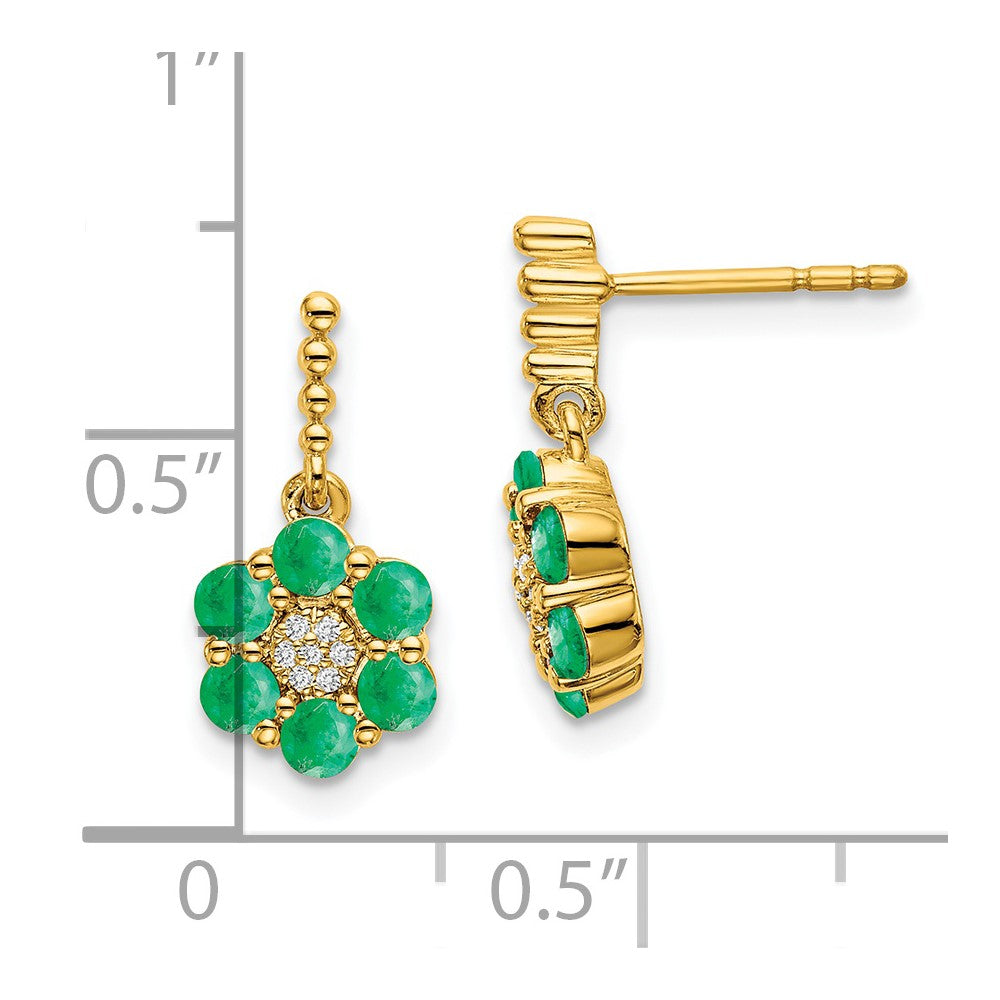 14K Gelbgold Ohrringe mit Smaragd und echtem Diamant