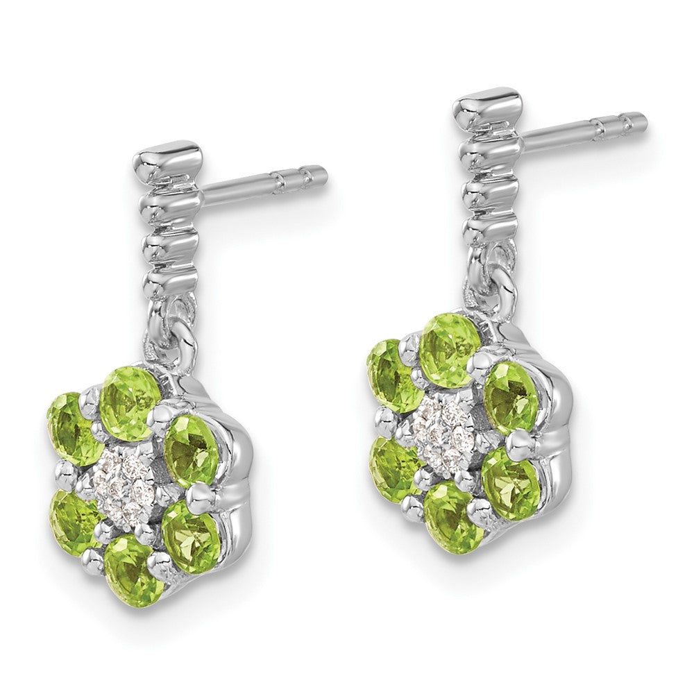 14K Weißgold Ohrringe mit Peridot und echten Diamanten
