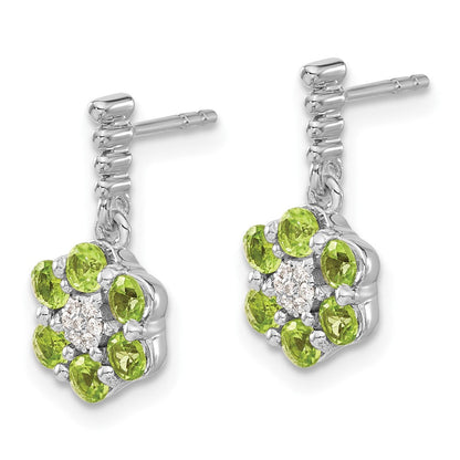 14K Weißgold Ohrringe mit Peridot und echten Diamanten