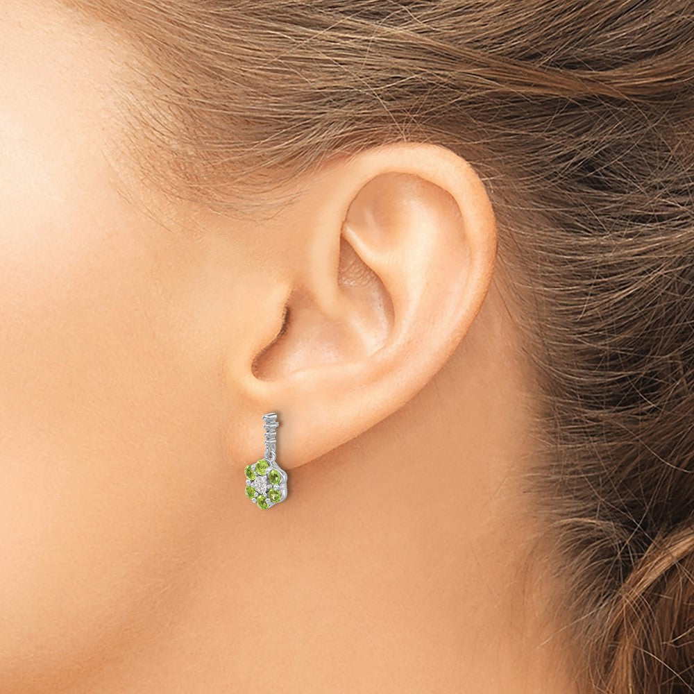 14K Weißgold Ohrringe mit Peridot und echten Diamanten