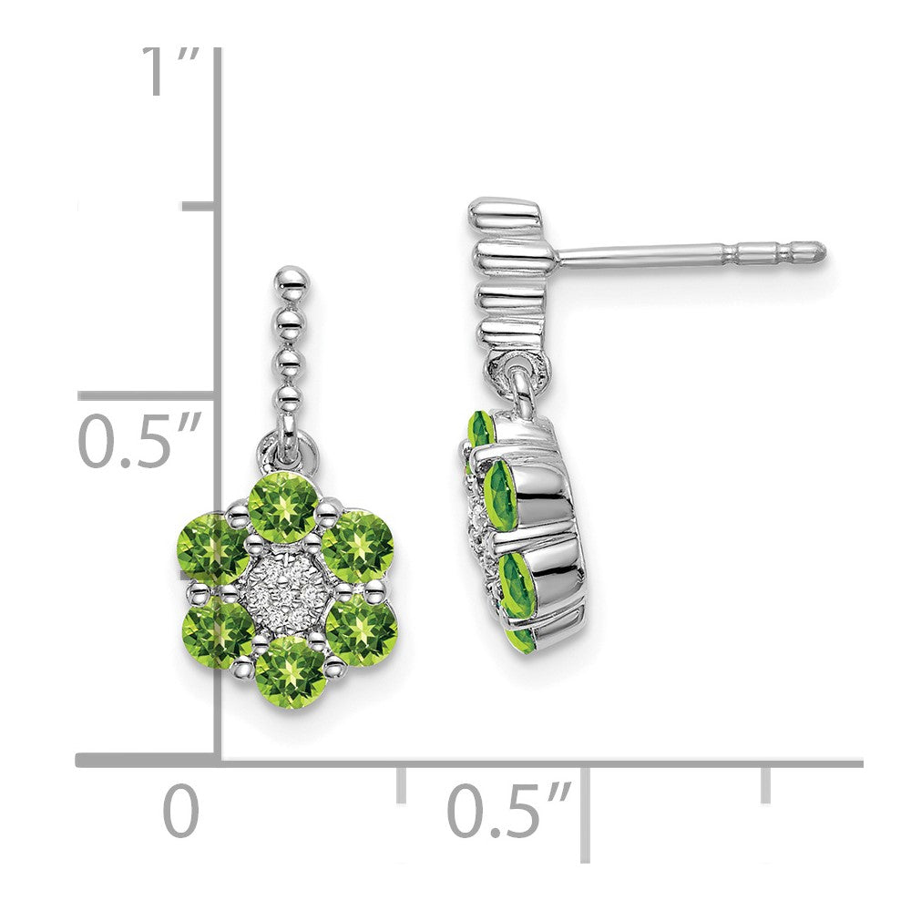 14K Weißgold Ohrringe mit Peridot und echten Diamanten