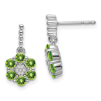 14K Weißgold Ohrringe mit Peridot und echten Diamanten