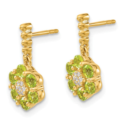 14K Gelbgold Ohrringe mit Peridot und echten Diamanten