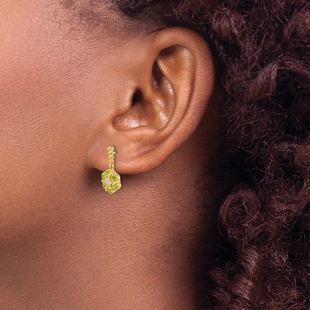 14K Gelbgold Ohrringe mit Peridot und echten Diamanten