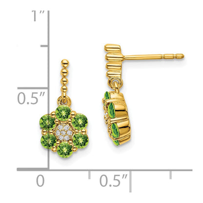 14K Gelbgold Ohrringe mit Peridot und echten Diamanten
