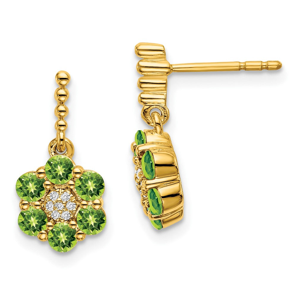 14K Gelbgold Ohrringe mit Peridot und echten Diamanten