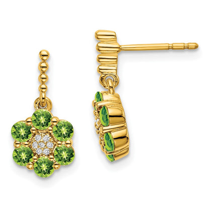 14K Gelbgold Ohrringe mit Peridot und echten Diamanten