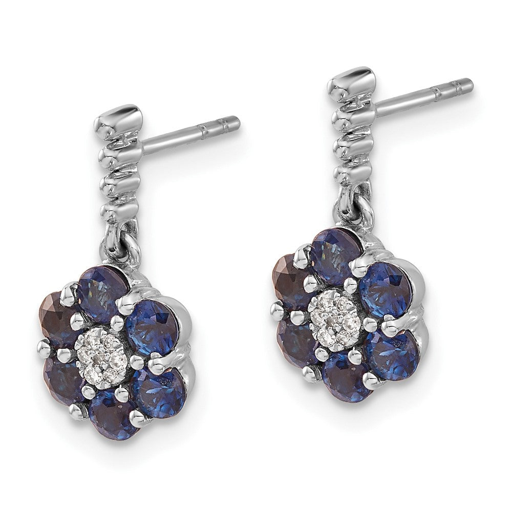 14K Weißgold Ohrringe mit Saphir und echtem Diamant