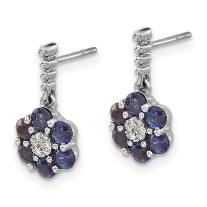 14K Weißgold Ohrringe mit Saphir und echtem Diamant