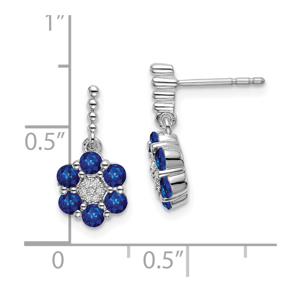 14K Weißgold Ohrringe mit Saphir und echtem Diamant