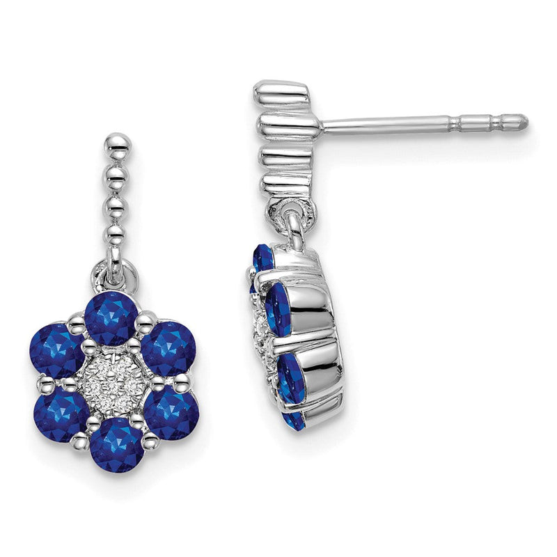 14K Weißgold Ohrringe mit Saphir und echtem Diamant