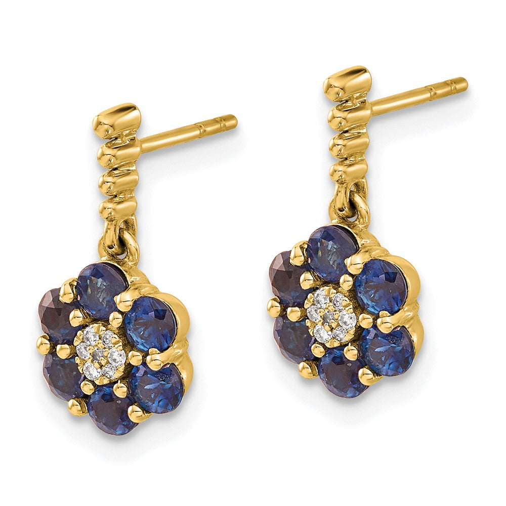 14K Gelbgold Ohrringe mit Saphir und echten Diamanten