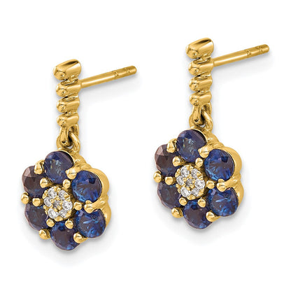 14K Gelbgold Ohrringe mit Saphir und echten Diamanten