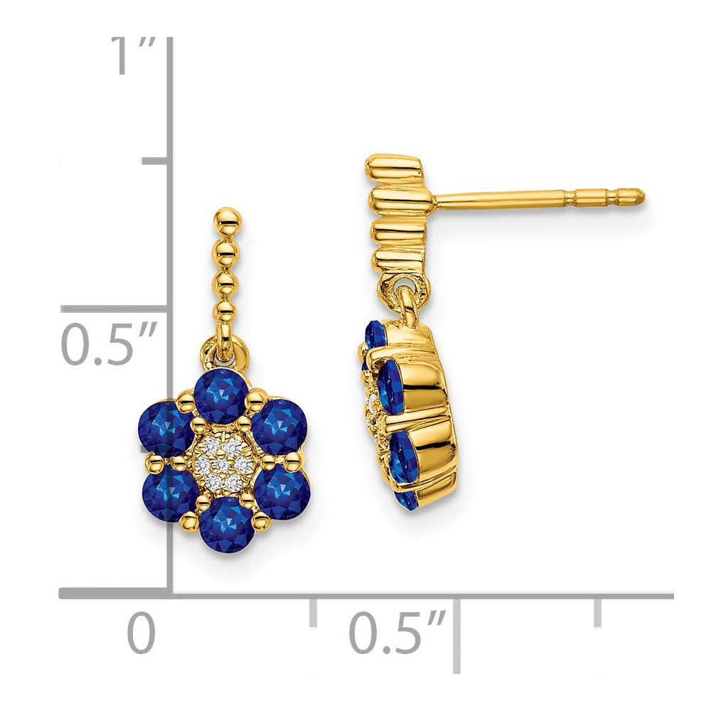 14K Gelbgold Ohrringe mit Saphir und echten Diamanten