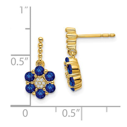 14K Gelbgold Ohrringe mit Saphir und echten Diamanten