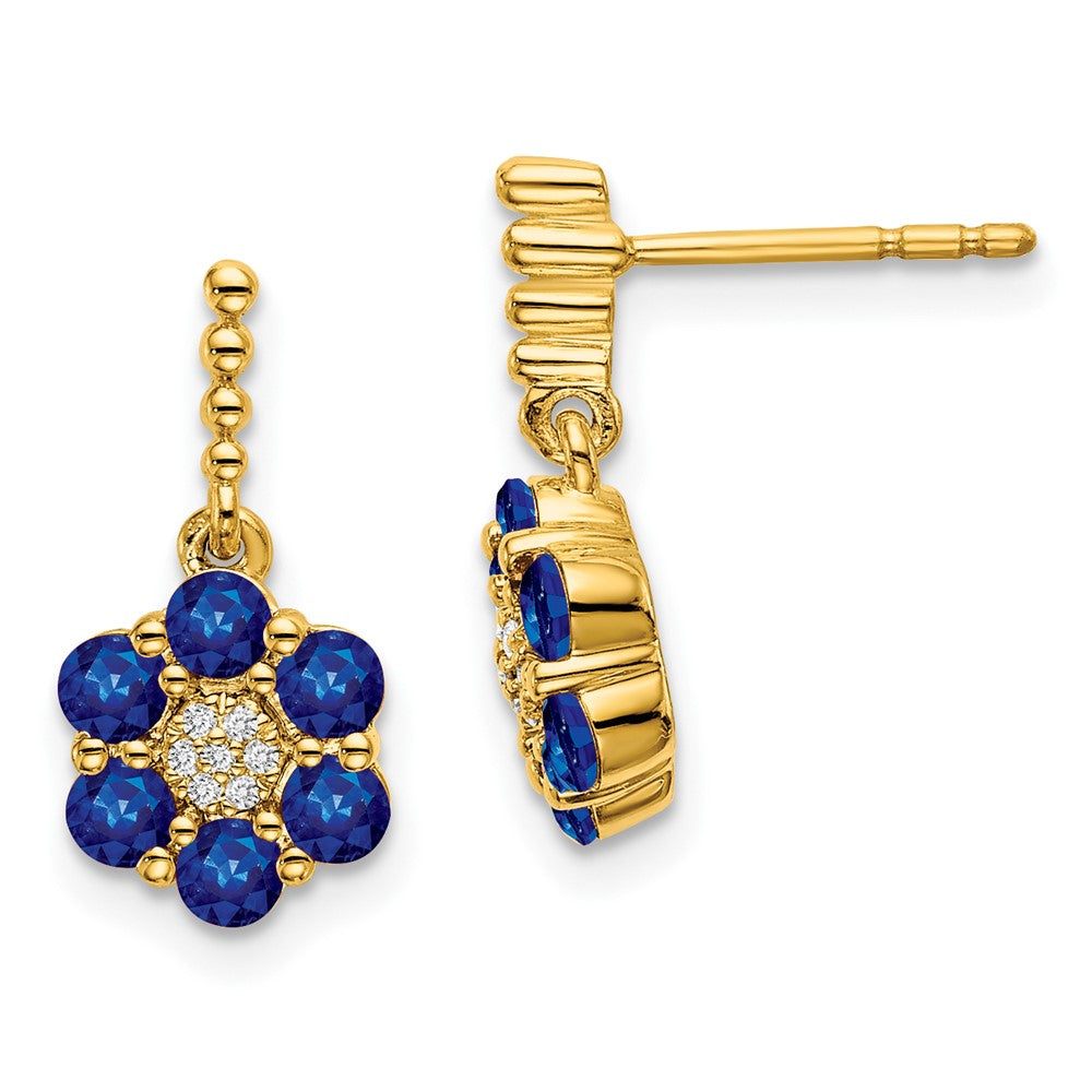 14K Gelbgold Ohrringe mit Saphir und echten Diamanten