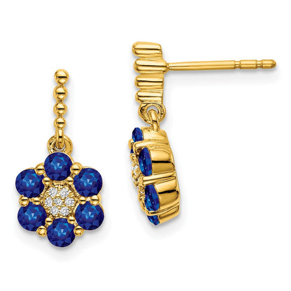 14K Gelbgold Ohrringe mit Saphir und echten Diamanten