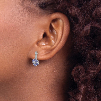 14K Weißgold Tansanit und Diamant Ohrringe