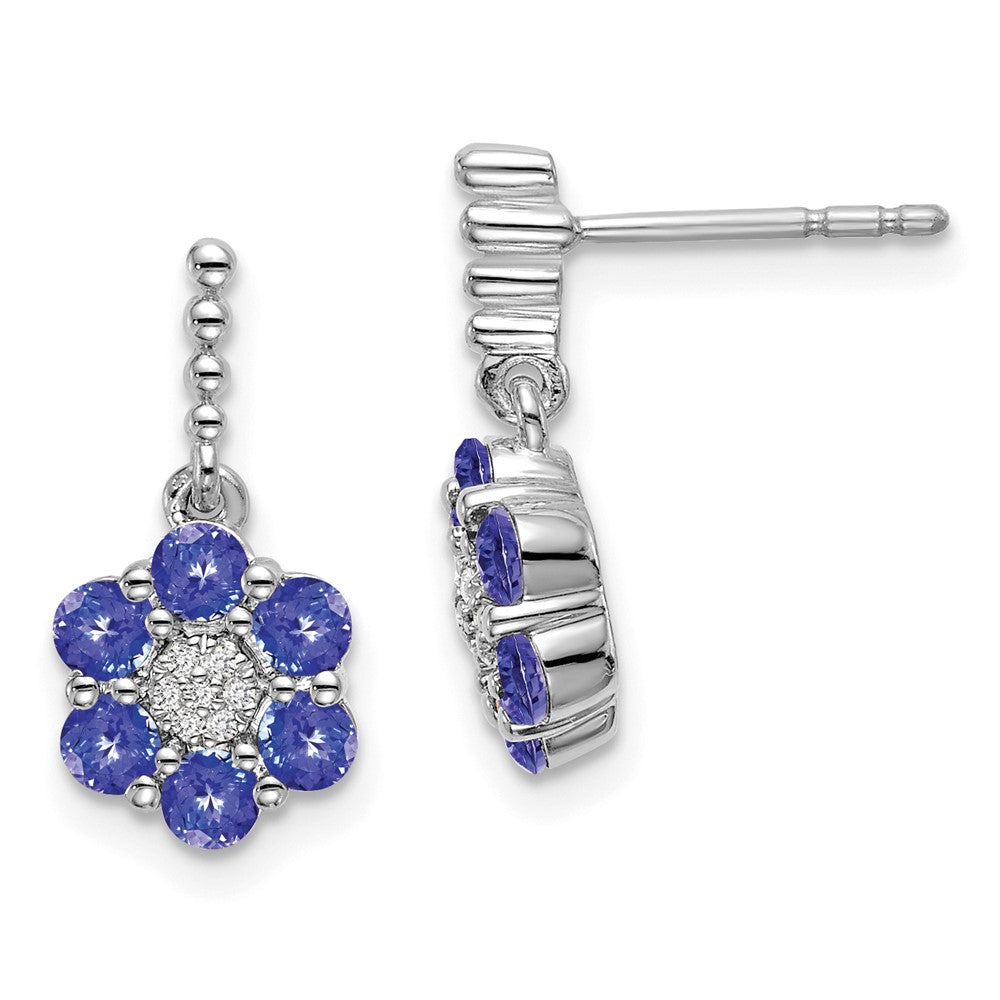 14K Weißgold Tansanit und Diamant Ohrringe