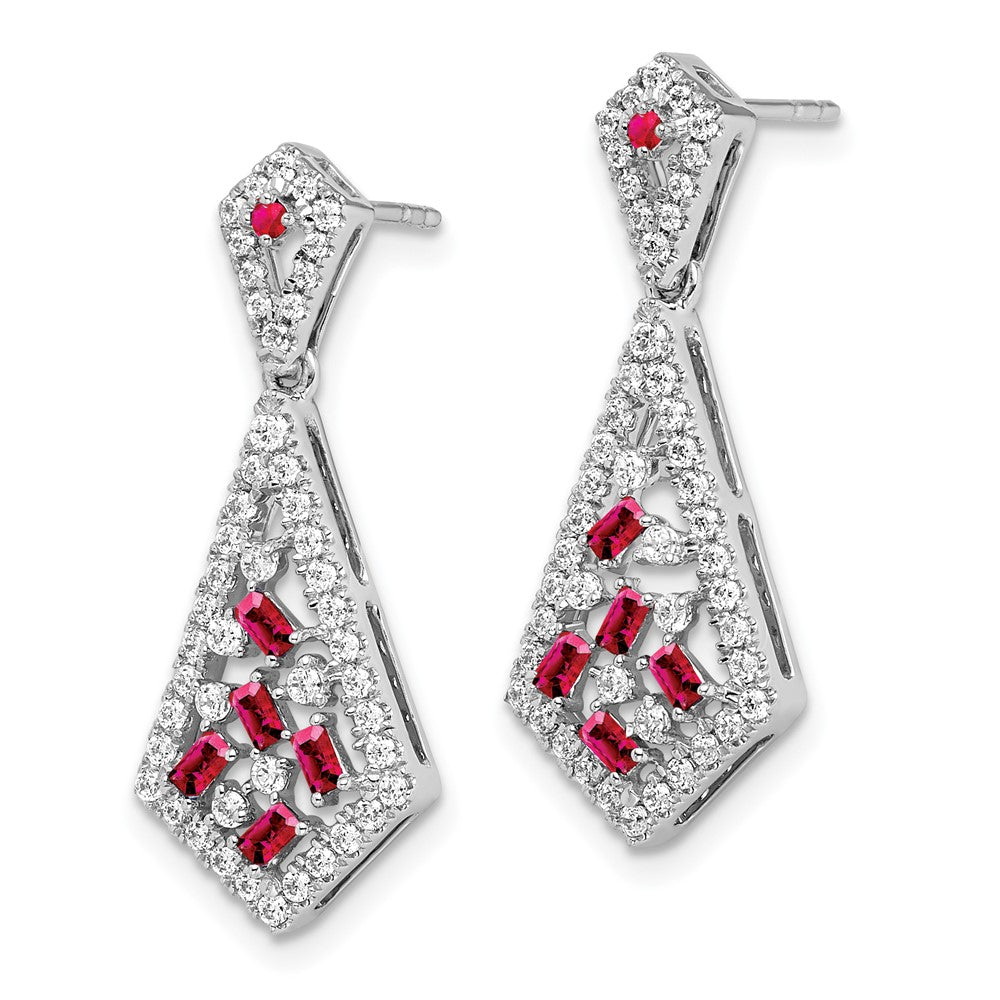 14K Weißgold Ohrringe mit Rubin und echtem Diamant