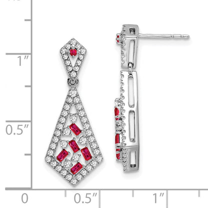 14K Weißgold Ohrringe mit Rubin und echtem Diamant