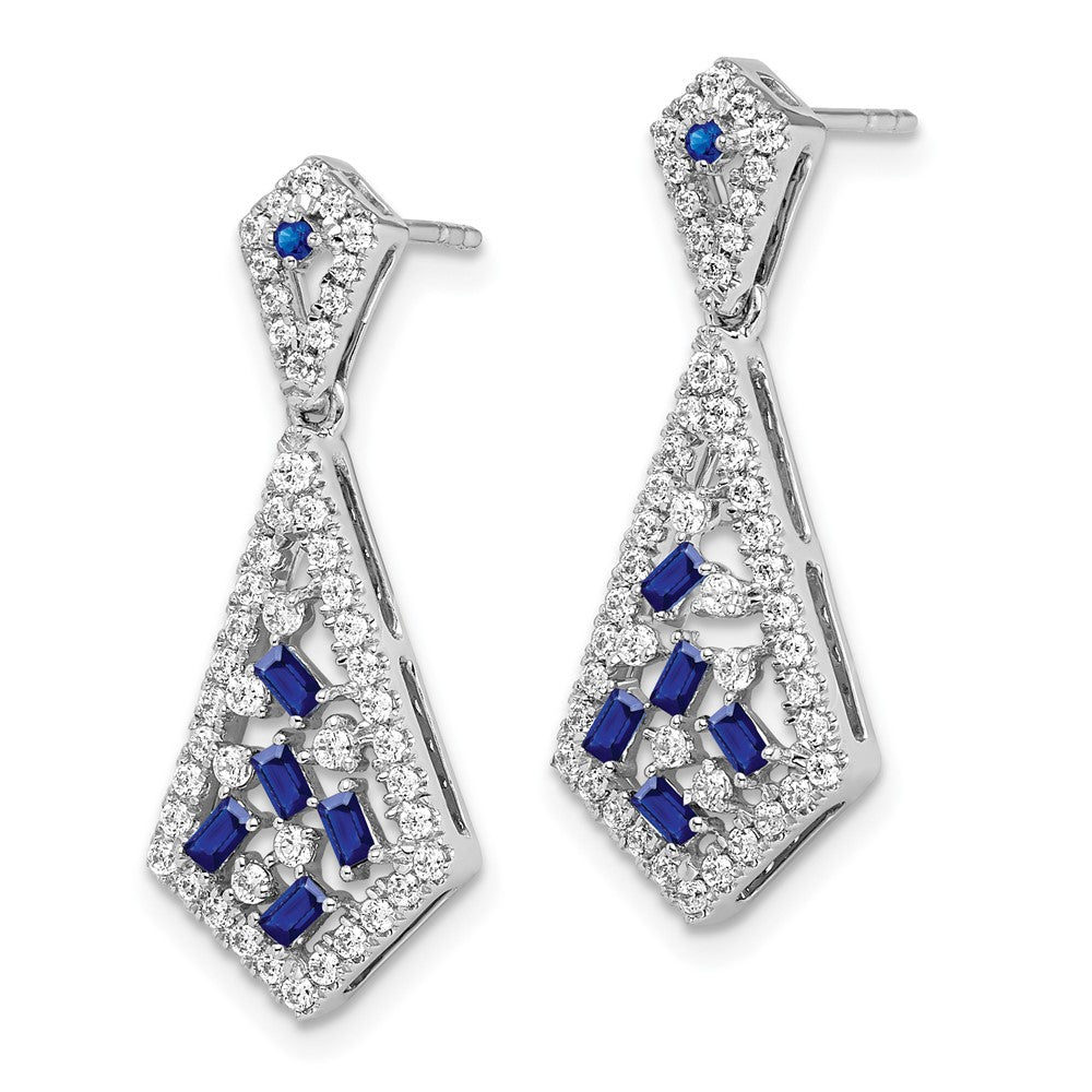 14K Weißgold Ohrringe mit Saphir und echtem Diamant