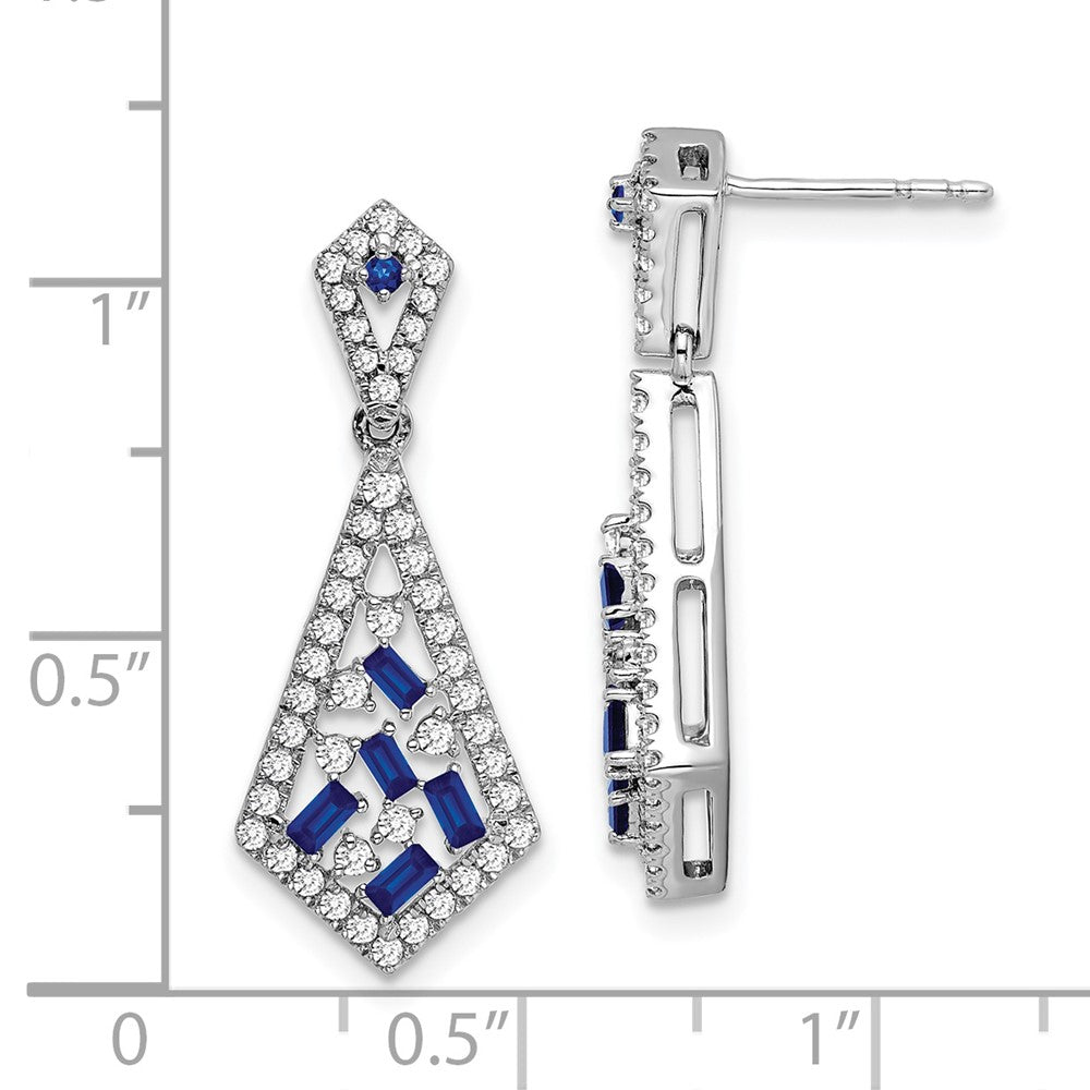 14K Weißgold Ohrringe mit Saphir und echtem Diamant