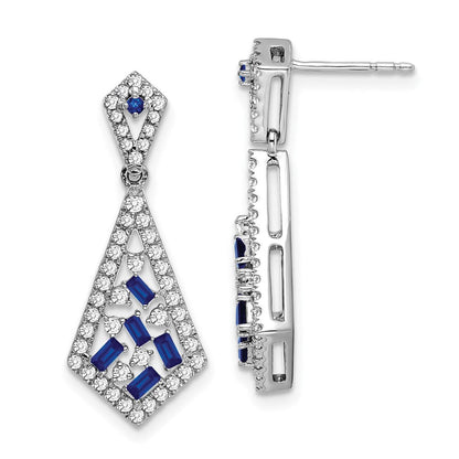 14K Weißgold Ohrringe mit Saphir und echtem Diamant