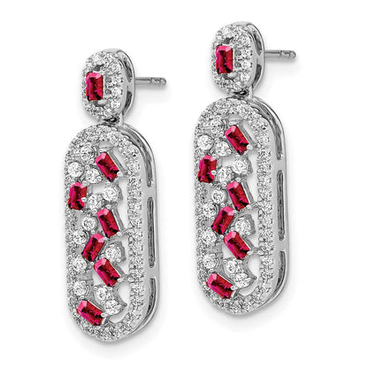 14K Weißgold Ohrringe mit Rubin und echtem Diamant