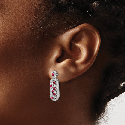 14K Weißgold Ohrringe mit Rubin und echtem Diamant