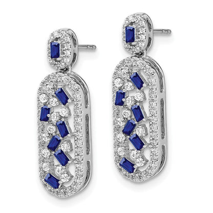 14K Weißgold Ohrringe mit Saphir und echtem Diamant