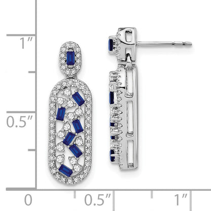 14K Weißgold Ohrringe mit Saphir und echtem Diamant