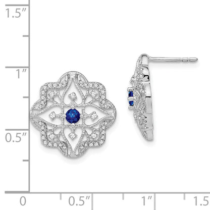 14K Weißgold Ohrringe mit Saphir und echtem Diamant