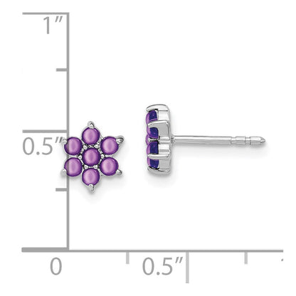 14K Weißgold Ohrstecker mit Amethyst und Blumenmotiv