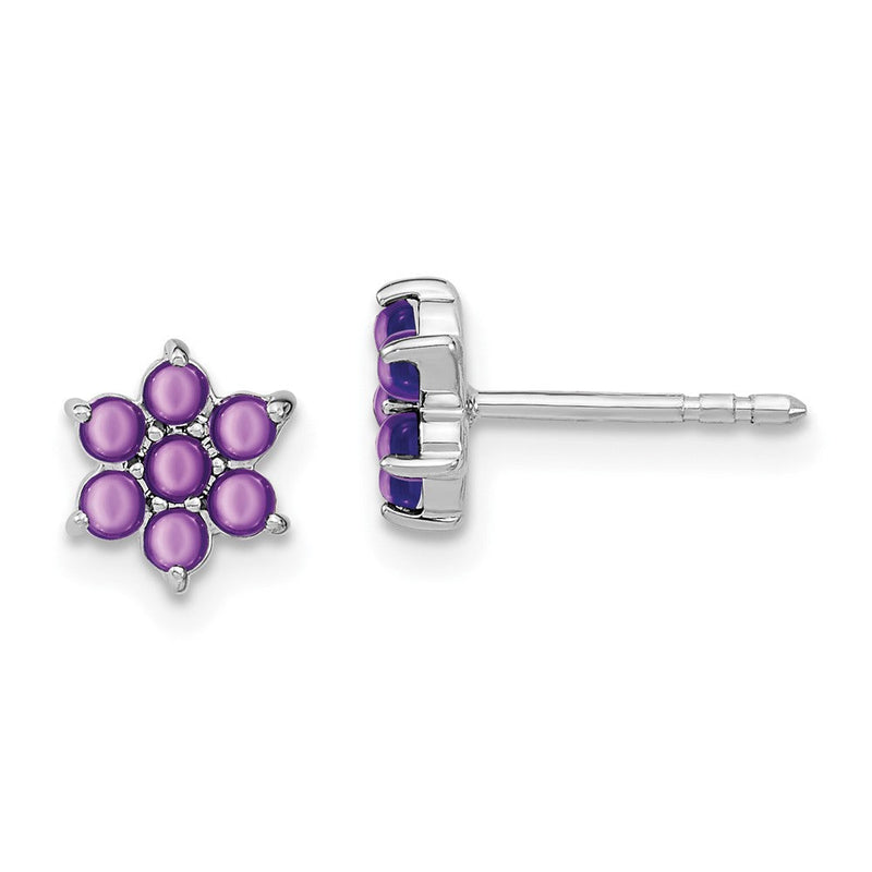 14K Weißgold Ohrstecker mit Amethyst und Blumenmotiv