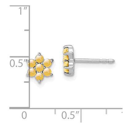 14K Weißgold Citrin Blumen-Ohrstecker