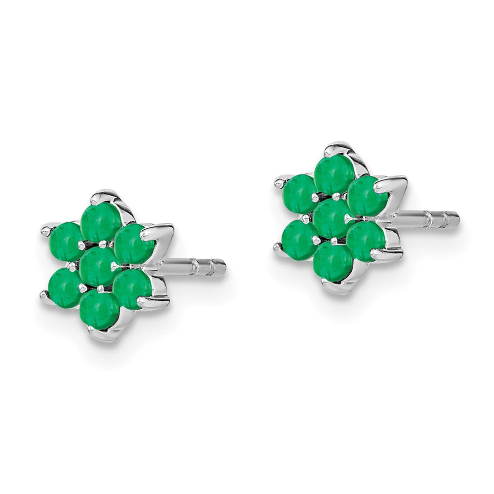 14K Weißgold Ohrstecker mit Blumen-Motiv und Smaragden